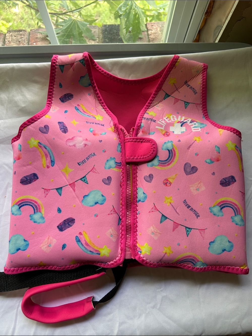 33 to 55 lbs Kids Pink Rainbow Swim Vest -